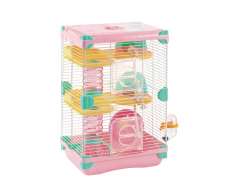 Jaula Plastica P/Hamster Alamazonas Hamster Land Importada (Rosa) 2 Pisos 27.7x20.5x42.5