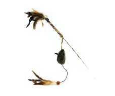 Juguete Para Gatos Pawffy Stick Con Cuerda, Plumas Y Raton