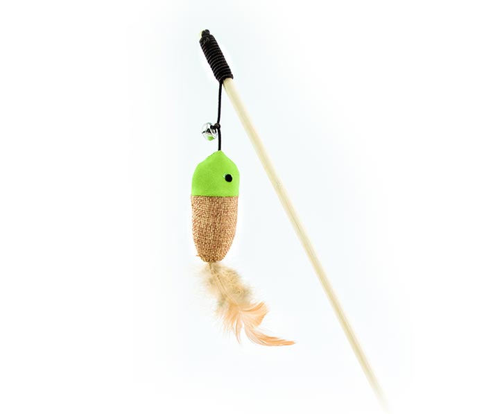 Juguete Para Gatos Pawffy Stick Con Cuerda Cascabel Y Animal Tela